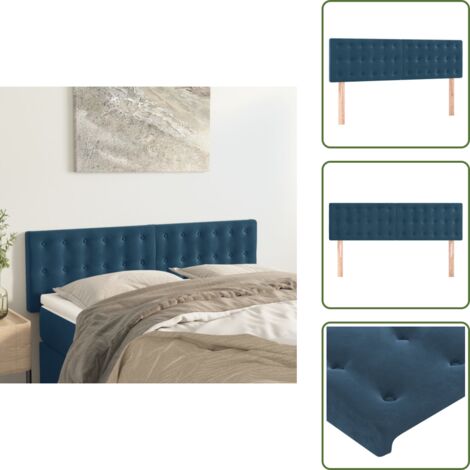 The Living Store Cabeceros terciopelo azul oscuro 144x5x78/88 cm - Cabecero de cama azul oscuro