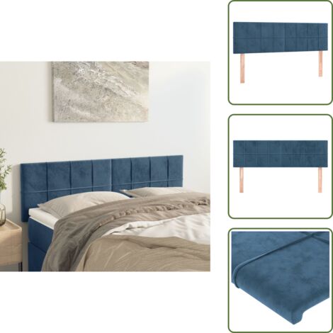 The Living Store Cabeceros terciopelo azul oscuro 144x5x78/88 cm - Cabecero de cama azul oscuro