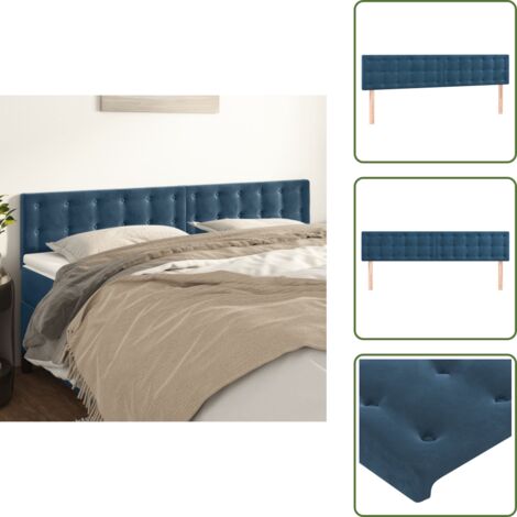 The Living Store Cabeceros terciopelo azul oscuro 160x5x78/88 cm - Cabecero de cama azul oscuro