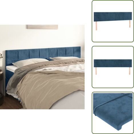 The Living Store Cabeceros terciopelo azul oscuro 180x5x78/88 cm - Cabecero de cama azul