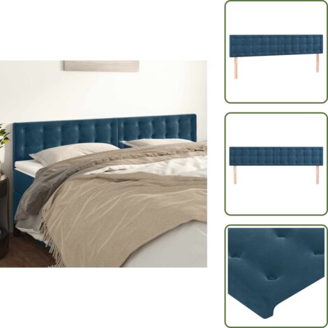 The Living Store Cabeceros terciopelo azul oscuro 200x5x78/88 cm - Cabecero de cama azul oscuro