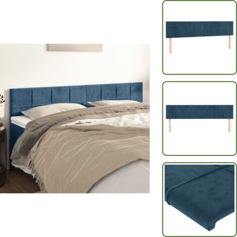 The Living Store Cabeceros terciopelo azul oscuro 200x5x78/88 cm - Cabecero de cama azul oscuro