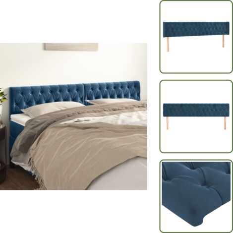 The Living Store Cabeceros terciopelo azul oscuro 200x7x78/88 cm - Cabecero de cama azul oscuro