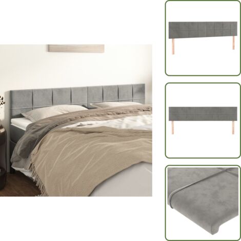 The Living Store Cabeceros terciopelo gris claro 180x5x78/88 cm - Cabecero de cama gris claro