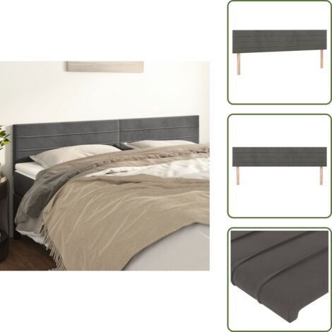 The Living Store Cabeceros terciopelo gris oscuro 180x5x78/88 cm - Cabecero de cama gris