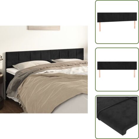 The Living Store Cabeceros terciopelo negro 180x5x78/88 cm - Cabecero de cama negro