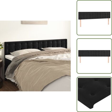 The Living Store Cabeceros terciopelo negro 180x5x78/88 cm - Cabecero de cama negro