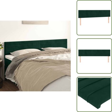 The Living Store Cabeceros terciopelo verde oscuro 180x5x78/88 cm - Cabecero de cama verde oscuro