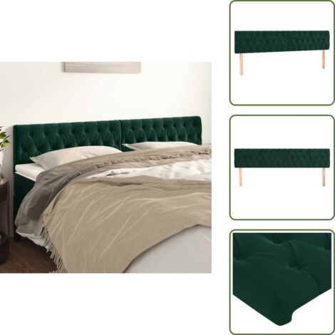 The Living Store Cabeceros terciopelo verde oscuro 180x7x78/88 cm - Cabecero de cama verde oscuro
