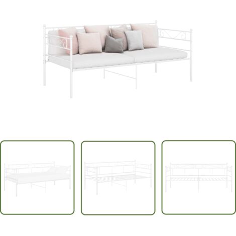 The Living Store Cadre de canapé-lit sans matelas blanc métal 90x200 cm - Canapé Convertible - Lit Invité - Meubles Compactes - Literie - Cadre Lit