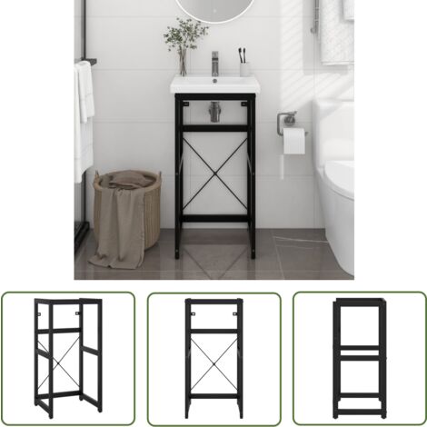 The Living Store Cadre de lavabo de salle de bain Noir 40x38x83 cm Fer - Meuble De Salle De Bain - Cadre De Lavabo - Meuble Vasque - Support De Lavabo - Étagère Salle De Bain