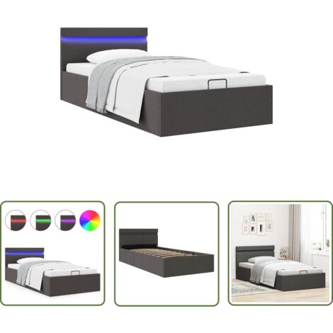 The Living Store Cadre de lit à rangement hydraulique sans matelas 100x200 cm - Lit Plateforme - Lit Coffre - Lit Avec Rangement - Lit Design - Lit Moderne