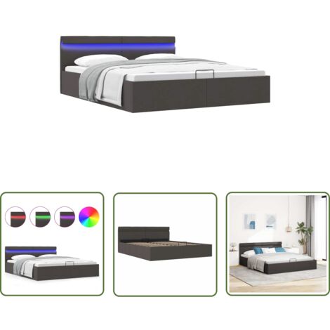 The Living Store Cadre de lit à rangement hydraulique sans matelas 160x200 cm - Lit Plateforme - Lit Avec Rangement - Lit Capitonné - Lit Moderne - Lit Design