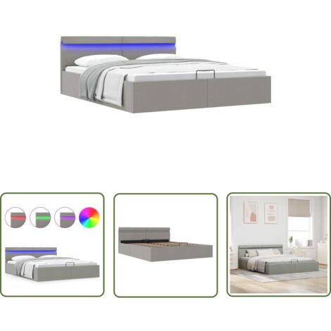 The Living Store Cadre de lit à rangement hydraulique sans matelas 180x200 cm - Lit Plateforme - Lit Coffre - Lit Avec Rangement - Lit Capitonné - Lit Moderne