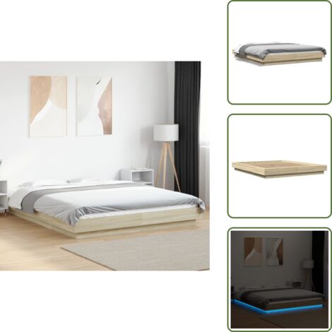 The Living Store Cadre de lit avec lumières LED sans matelas 150x200 cm - Cadre De Lit - Lumieres Led - Lit Double - Meuble Chambre - Design Moderne