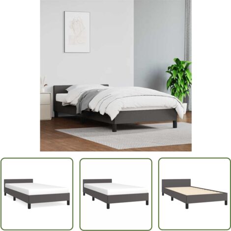 The Living Store Cadre de lit avec tête de lit sans matelas gris 90x190 cm - Cadre De Lit - Lit Double - Literie - Meuble Chambre - Design Moderne
