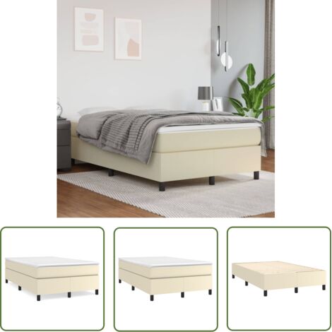 The Living Store Cadre de lit Crème 120x200 cm Similicuir - Cadre De Lit - Lit Crème - Lit Similicuir - Lit Double - Meubles Chambre À Coucher