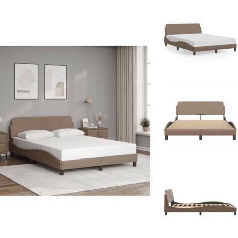 The Living Store Cadre de lit Dover cappuccino 120x200 cm similicuir - Cadre de lit