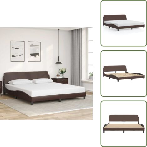 The Living Store Cadre de lit Dover marron 180x200 cm similicuir - Cadre de lit