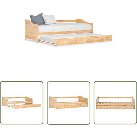 The Living Store Cadre de lit extensible sans matelas bois de pin 90x200 cm - Canapé Lit - Lit Convertible - Lit Invité - Meubles Chambre - Mobilier Salle Séjour