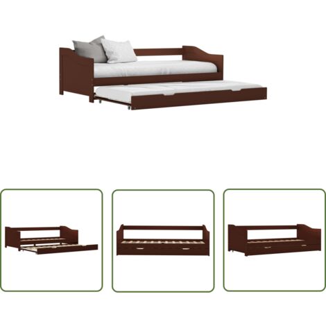 The Living Store Cadre de lit extensible sans matelas marron foncé 90x200 cm - Canapé Lit - Lit Convertible - Lit Invité - Meubles Chambre - Mobilier Salle Séjour