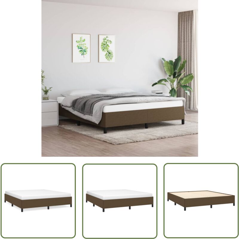 Maison Chic - The Living Store Cadre de lit sans matelas marron foncé 160x200 cm tissu - Cadre De Lit - Lit Double - Lit Adulte - Literie - Meubles