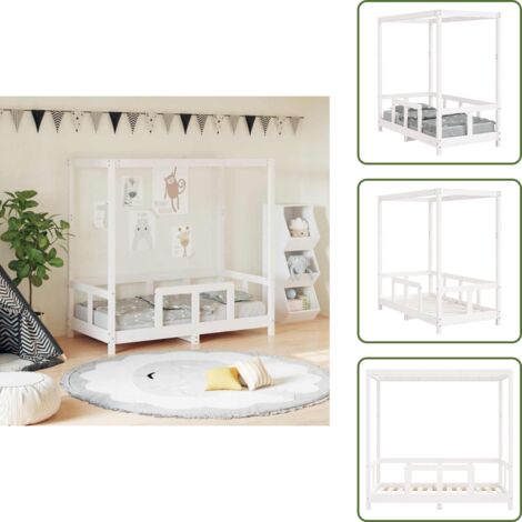 The Living Store Cadre de lit pour enfant blanc 70x140 cm bois de pin massif - Lit Bébé - Lit Enfant - Lit Design - Lit Bois - Lit Pin