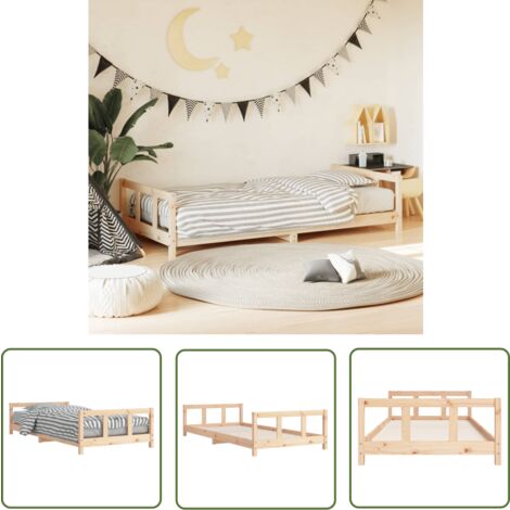 The Living Store Cadre de lit pour enfants 90x200 cm bois de pin massif - Lit Bébé - Lit Enfant - Meuble Enfant - Chambre D'enfant - Bois De Pin