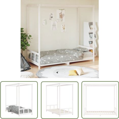 The Living Store Cadre de lit pour enfants blanc 90x190 cm bois de pin massif - Lit Bébé - Lit Enfant - Lit Design - Lit Bois - Lit Pin