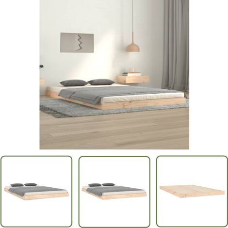 The Living Store Cadre de lit sans matelas 120x200 cm bois de pin massif - Cadre De Lit - Lit Double - Bois De Pin - Lit Design - Meuble Chambre