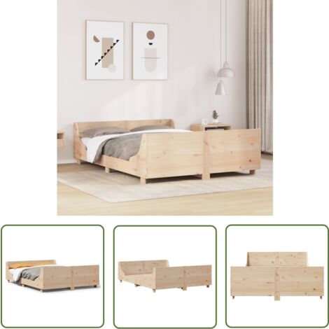 The Living Store Cadre de lit sans matelas 120x200 cm bois de pin massif - Cadre De Lit - Lit Double - Lit En Bois - Lit Design - Chambre À Coucher