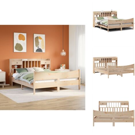 The Living Store Cadre de lit sans matelas 180x200 cm bois massif de pin - Sommier à lattes