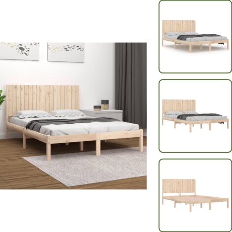 The Living Store Cadre de lit sans matelas 180x200 cm bois massif - Tête de lit en bois