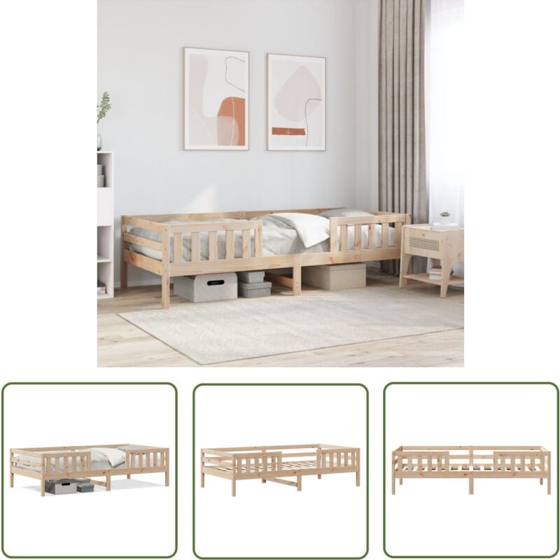 Cadre de lit sans matelas 80x200 cm bois massif de pin - Cadre De Lit - Lit Enfant - Lit Simple - Bois Massif - Design Moderne - The Living Store