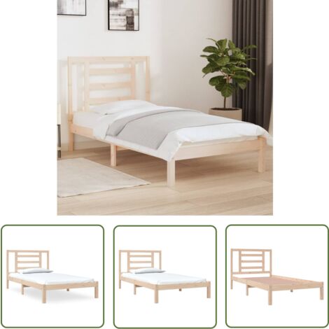 The Living Store Cadre de lit sans matelas 90x200 cm bois de pin massif - Cadre De Lit - Lit Double - Lit En Bois - Meuble De Chambre - Design Moderne