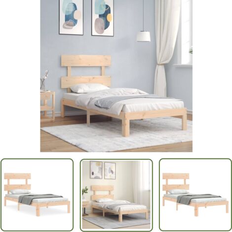 The Living Store Cadre de lit sans matelas 90x200 cm bois de pin massif - Cadre De Lit - Lit Simple - Lit En Bois - Lit Design - Meubles Chambre