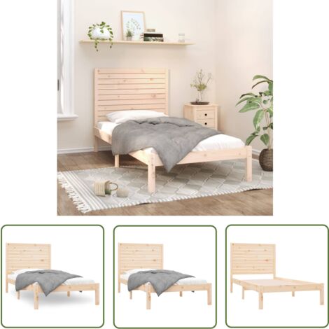 The Living Store Cadre de lit sans matelas 90x200 cm bois massif - Cadre De Lit - Lit Double - Lit En Bois - Meuble Chambre - Literie