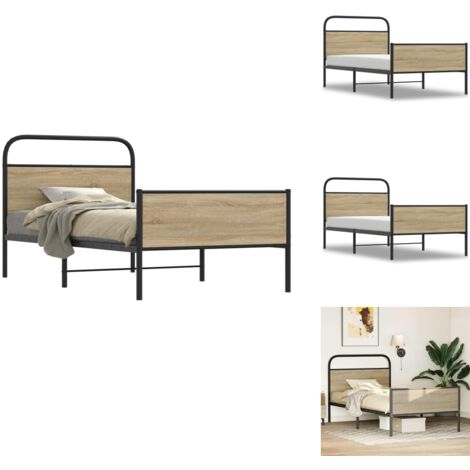 The Living Store Cadre de lit sans matelas 90x200cm chêne sonoma bois ingénierie - Cadre de lit