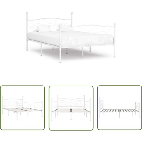 The Living Store Cadre de lit sans matelas avec sommier à lattes métal 120x200cm - Cadre De Lit - Lit Double - Lit Metal - Literie - Meuble Chambre