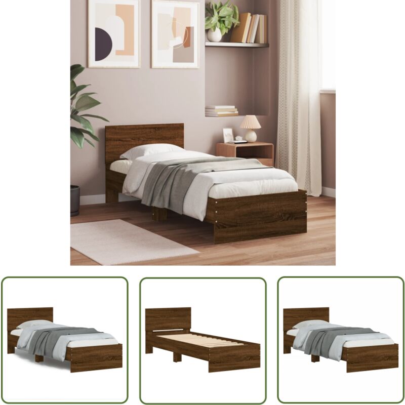 Cadre de lit sans matelas avec tête de lit 90x190 cm - Cadre De Lit - Lit Double - Lit Avec Têtière - Meuble Chambre - Literie - The Living Store