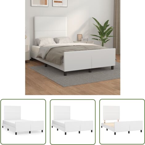 The Living Store Cadre de lit sans matelas blanc 120x200 cm similicuir - Cadre De Lit - Lit Double - Lit Avec Têted'appui - Literie - Meubles De Chambre