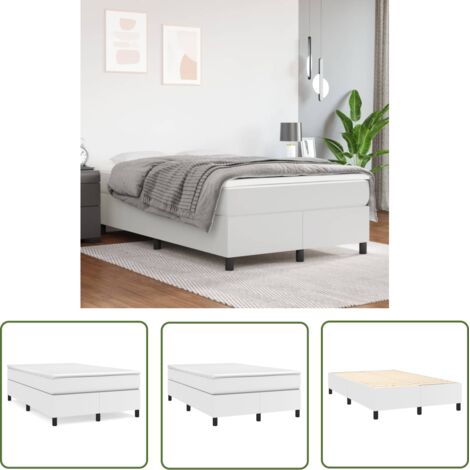 The Living Store Cadre de lit sans matelas blanc 120x200 cm similicuir - Cadre De Lit - Lit Double - Lit Blanc - Similicuir - Literie