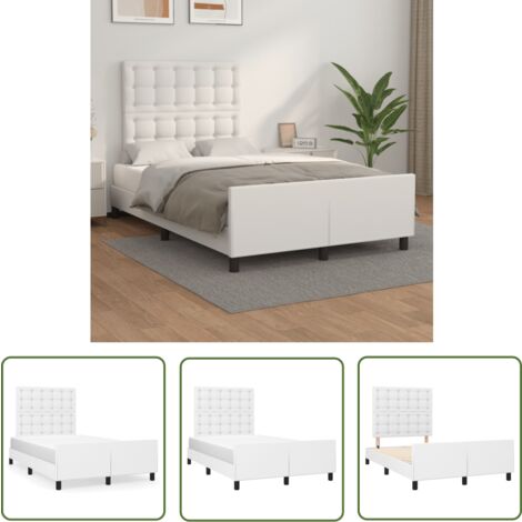 The Living Store Cadre de lit sans matelas blanc 120x200 cm similicuir - Lit Plateforme - Lit Double - Cadre De Lit - Literie - Meubles De Chambre
