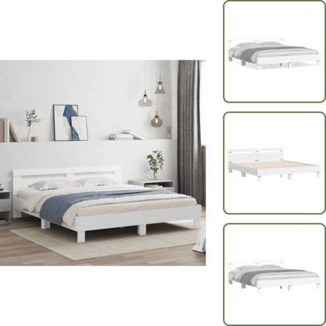 The Living Store Cadre de lit sans matelas blanc 160x200 cm - Cadre De Lit - Lit Double - Lit Blanc - Meuble Chambre - Literie