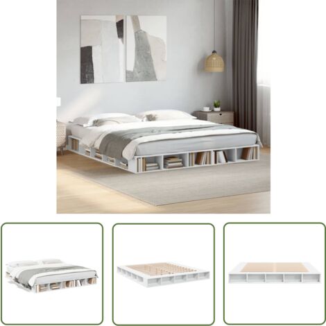 The Living Store Cadre de lit sans matelas blanc 180x200 cm - Cadre De Lit - Lit Double - Lit Blanc - Meuble Chambre - Rangement Sous Lit