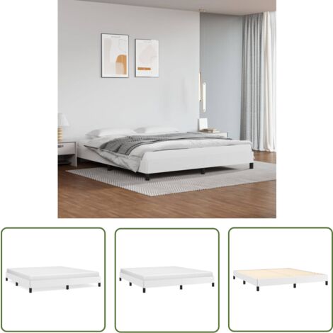 The Living Store Cadre de lit sans matelas blanc 180x200 cm similicuir - Cadre De Lit - Lit Double - Similicuir - Lit Blanc - Meuble Chambre