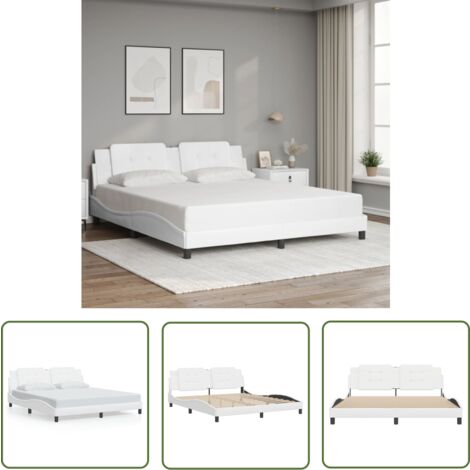 The Living Store Cadre de lit sans matelas blanc 180x200 cm similicuir - Lit Plateforme - Lit Double - Cadre De Lit - Literie - Meubles De Chambre