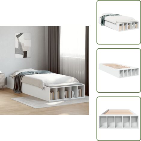 The Living Store Cadre de lit sans matelas blanc 75x190 cm - Cadre De Lit - Lit Double - Lit Blanc - Meuble Chambre - Rangement Sous Lit