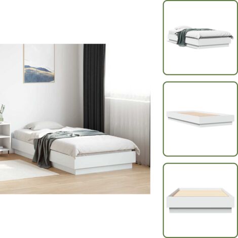 The Living Store Cadre de lit sans matelas blanc 90x190 cm bois d'ingénierie - Cadre De Lit - Lit Simple - Lit Blanc - Bois D'ingénierie - Matelas Compatible