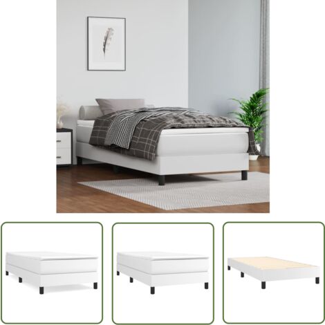 The Living Store Cadre de lit sans matelas blanc 90x190 cm similicuir - Cadre De Lit - Lit Double - Similicuir - Lit Blanc - Literie